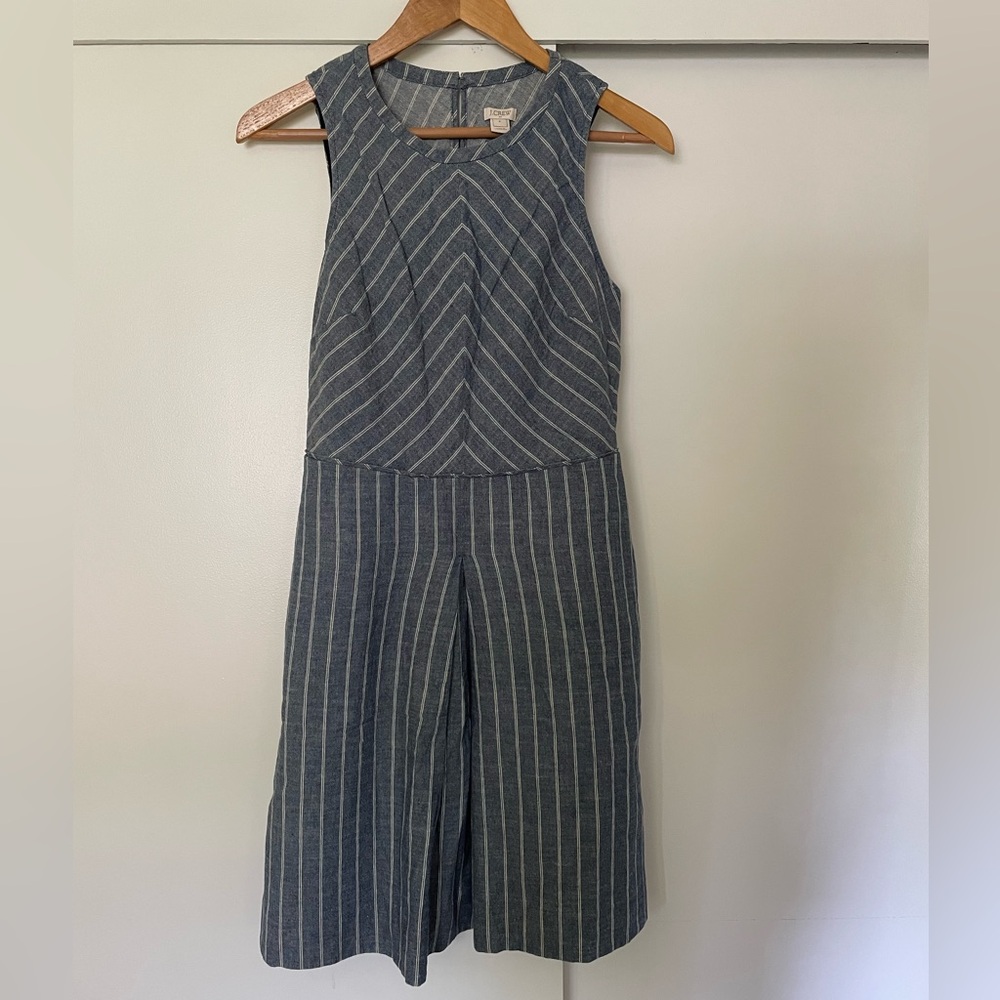 J.Crew Denim Blue and White Striped Sundress